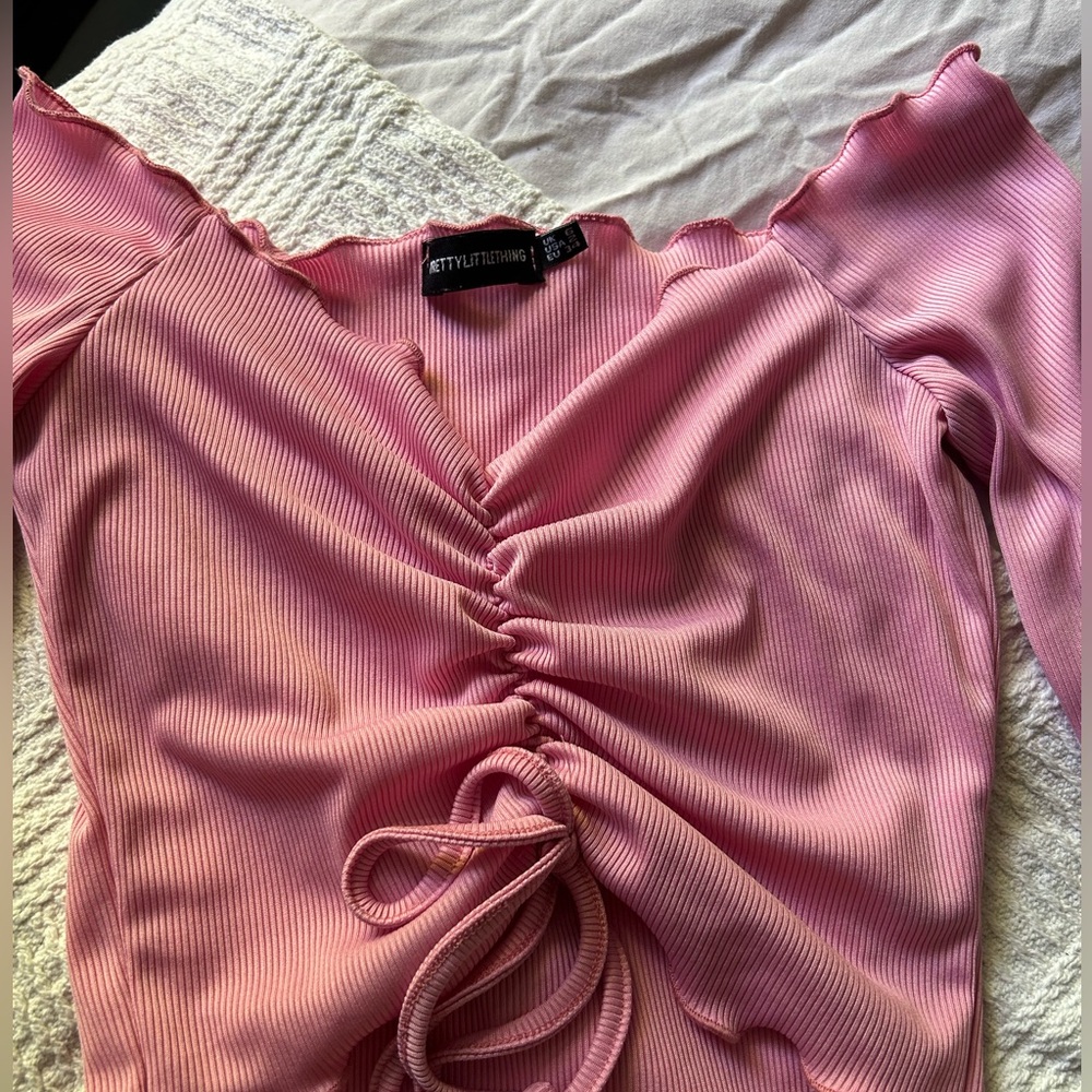 Pink Off-Shoulder Ruched Top - Picture 3 of 3